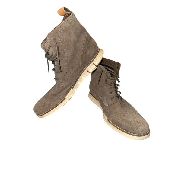 Cole Haan Zerogrand Water Resistant Wingtip Boot, Taupe Suede, Men's Size 11 - Picture 3 of 9